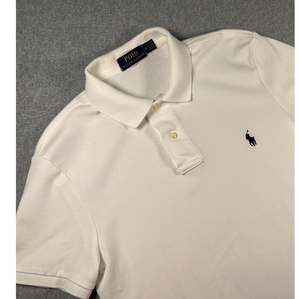 Polo Ralph Lauren Mens White Short Sleeve Cotton Pique Polo Shirt Size M Classic